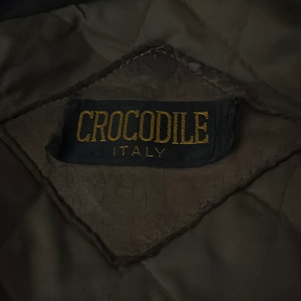 Crocodile Italy leather jacket button up and zip up shoulder padding